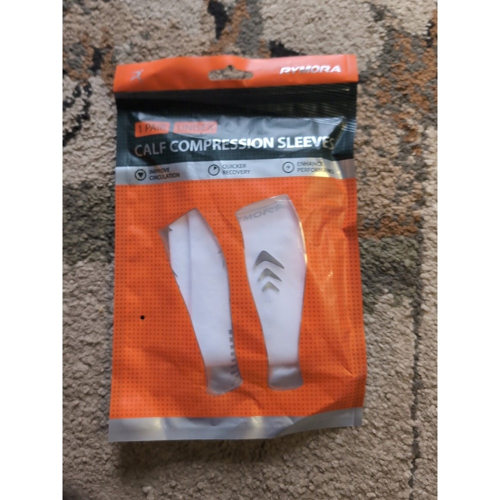 New Size‎ Small Unisex Rymora Calf Compression Sleeves 1 Pair White